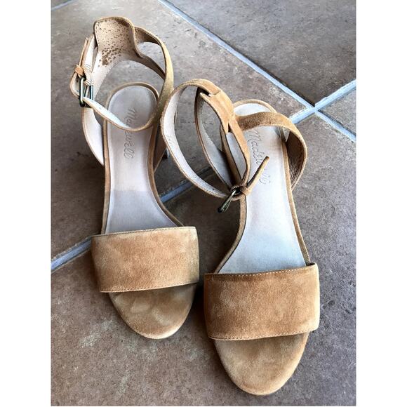 Madewell Ankle Strap Suede Block Heel Sandals size 6.5 - Picture 2 of 9